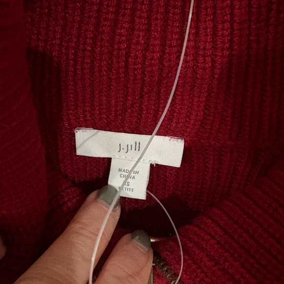 J. Jill Deep Red Zip Up Knit Sweater - Picture 2 of 9